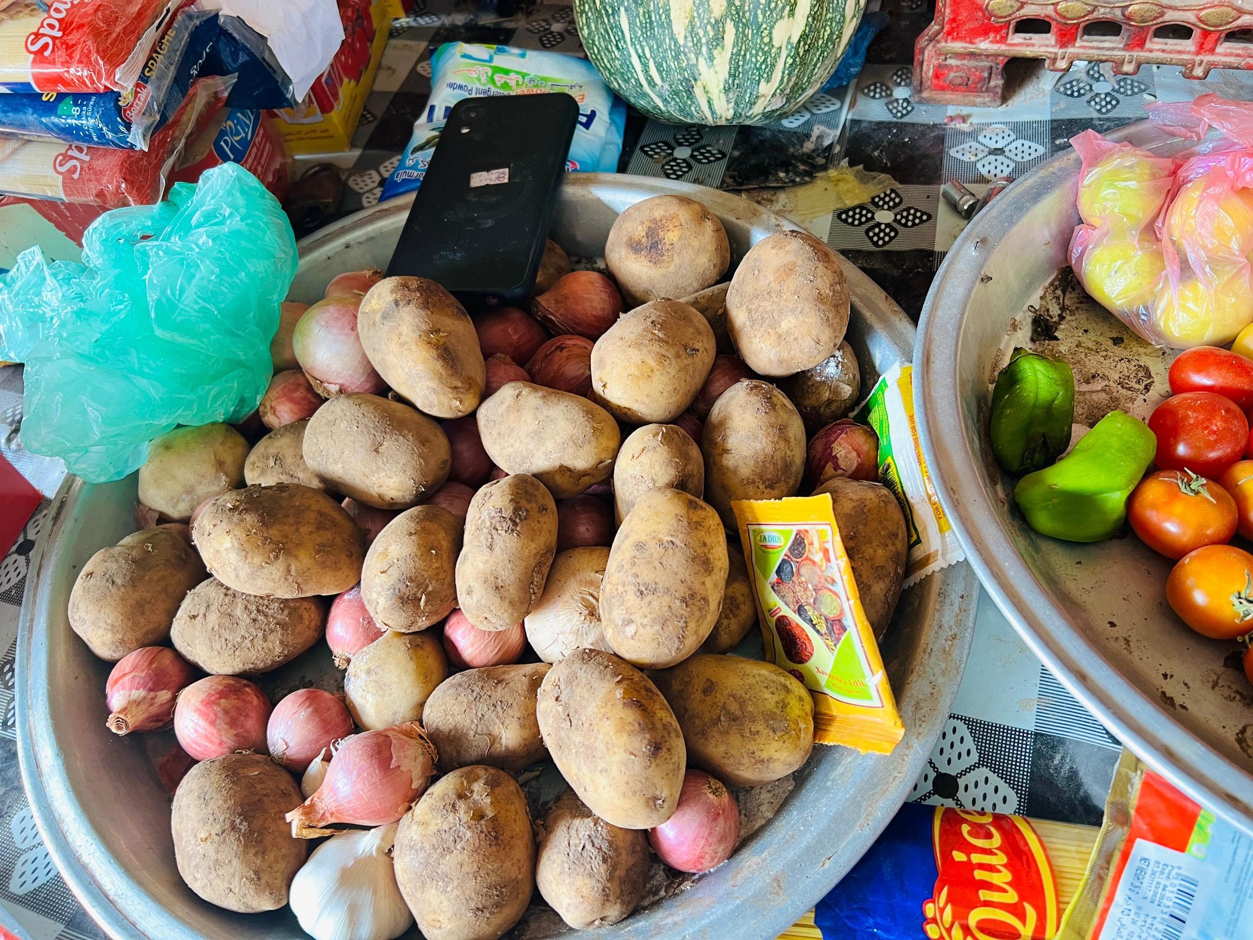 Market vendor accepting mobile payments